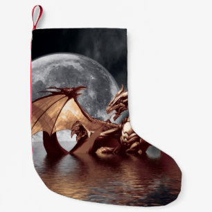 Dragon & Moon Fantasy Artwork Kleiner Weihnachtsstrumpf