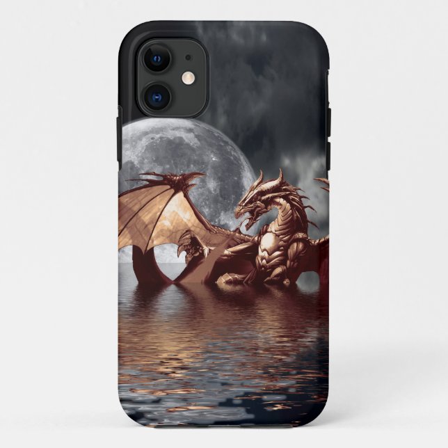 Dragon & Moon Fantasy Mythical iPhone Case (Rückseite)