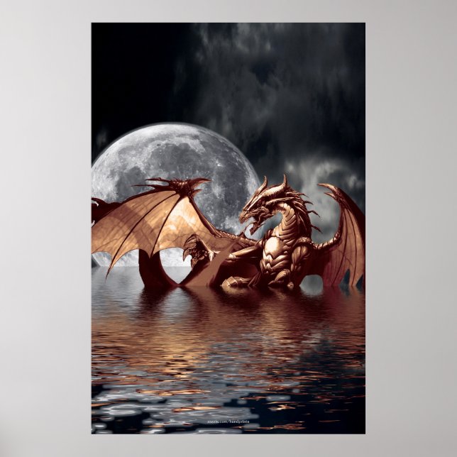 Dragon & Moon Fantasy Poster (Vorne)
