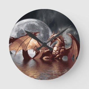 Dragon & Moon Fantasy Wall Clock Runde Wanduhr