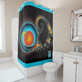 Dragon Moon Fraktal Art mit Monogramm Duschvorhang