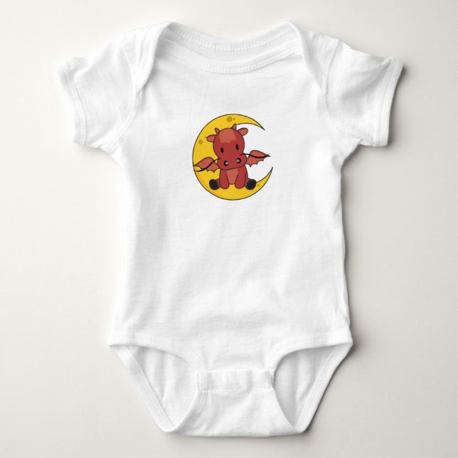 Dragon Moon Good Night Dragon Fantasy Baby Strampler (Vorderseite)
