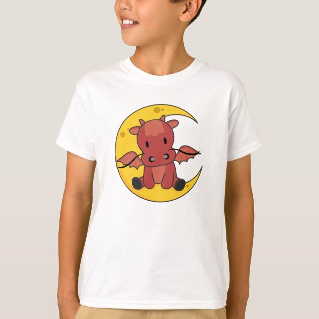 Dragon Moon Good Night Dragon Fantasy T-Shirt (Vorderseite)