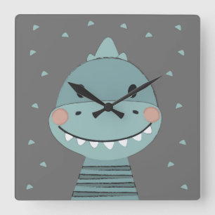 Dragon Niedlich Cartoon Kids Baby Clock Quadratische Wanduhr