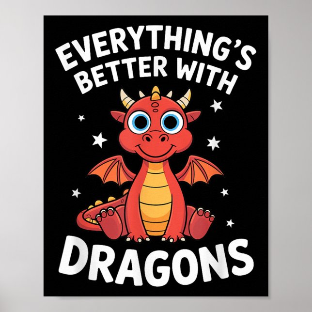Dragon "niedlicher Drache für Erwachsene oder Kind Poster (Vorne)