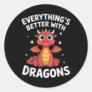 Dragon "niedlicher Drache für Erwachsene oder Kind Runder Aufkleber
