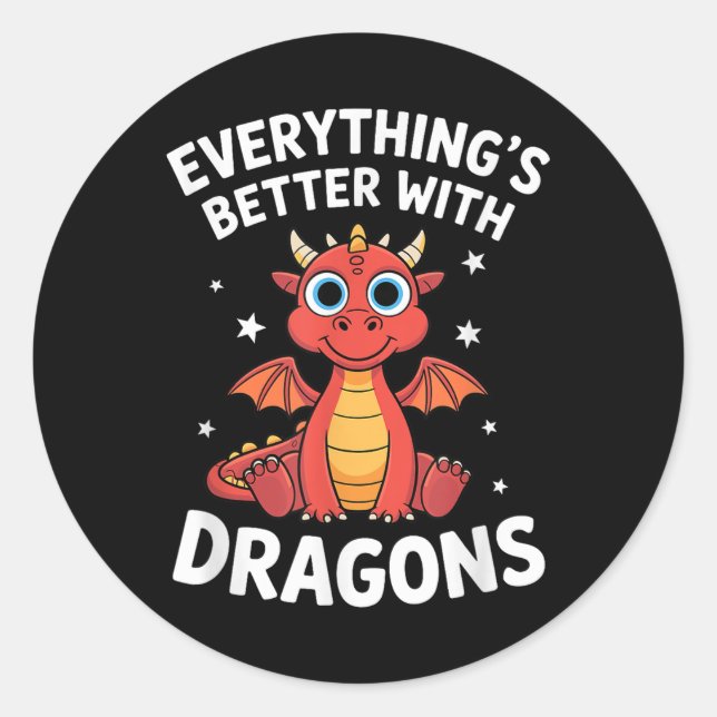 Dragon "niedlicher Drache für Erwachsene oder Kind Runder Aufkleber (Vorderseite)
