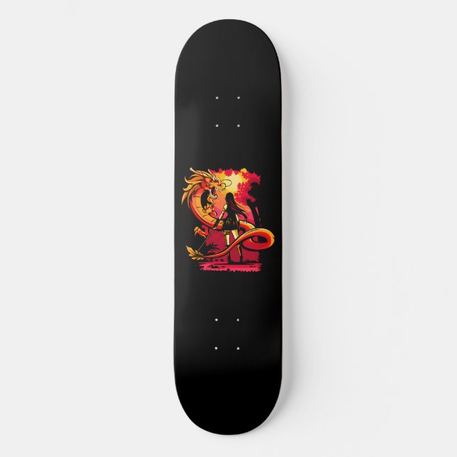 Dragon Ninja Girl Skateboard Deck (Vorderseite)