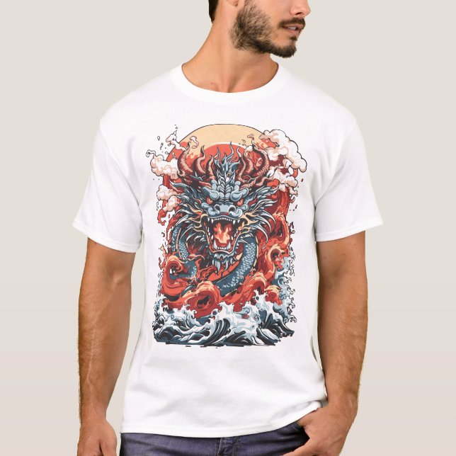 Dragon Ocean 2 White T-Shirt (Vorderseite)