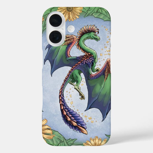 "Dragon of Summer" Blume und Blätter Fantasy Art Case-Mate iPhone Hülle (Rückseite)