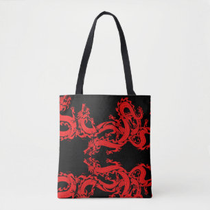 Dragon on Black Background Mystical Animal Pattern