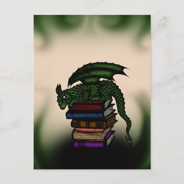 Dragon on Books Postkarte (Vorderseite)