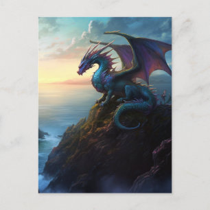 Dragon on Cliff Fantasy Postcard Postkarte