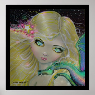 Dragon on my Shoully Fantasy Dragon Fairy Poster
