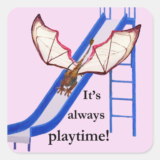 Dragon on Slide Quadratischer Aufkleber (Vorderseite)