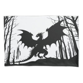 Dragon on White - Fantasy - Schwarze Silhouette | Kissenbezug