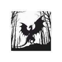 Dragon on White - Fantasy - Schwarze Silhouette |