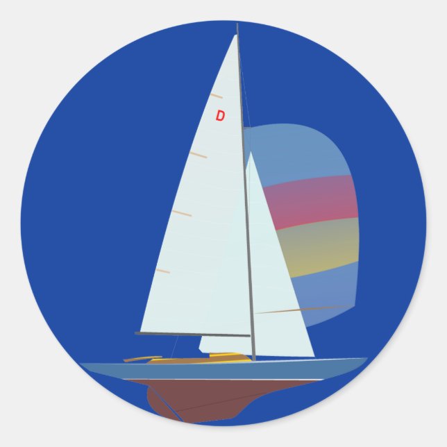 Dragon One Design Racing Sailboat Runder Aufkleber (Vorderseite)