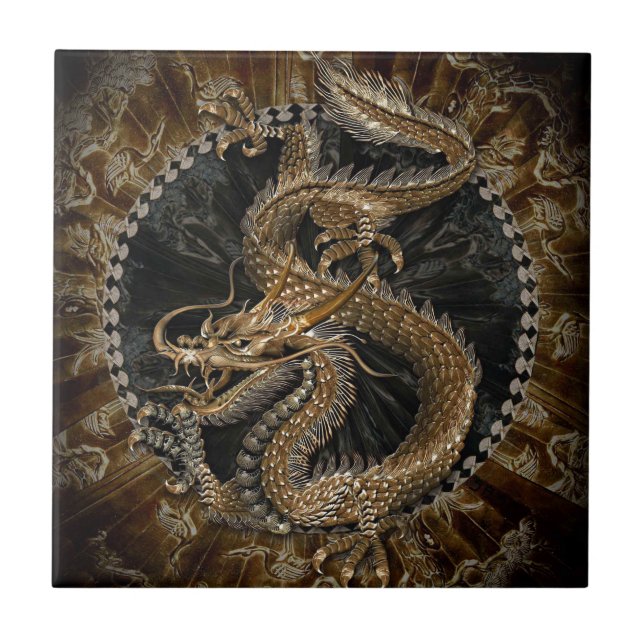 Dragon Pentagram Fliese (Vorderseite)