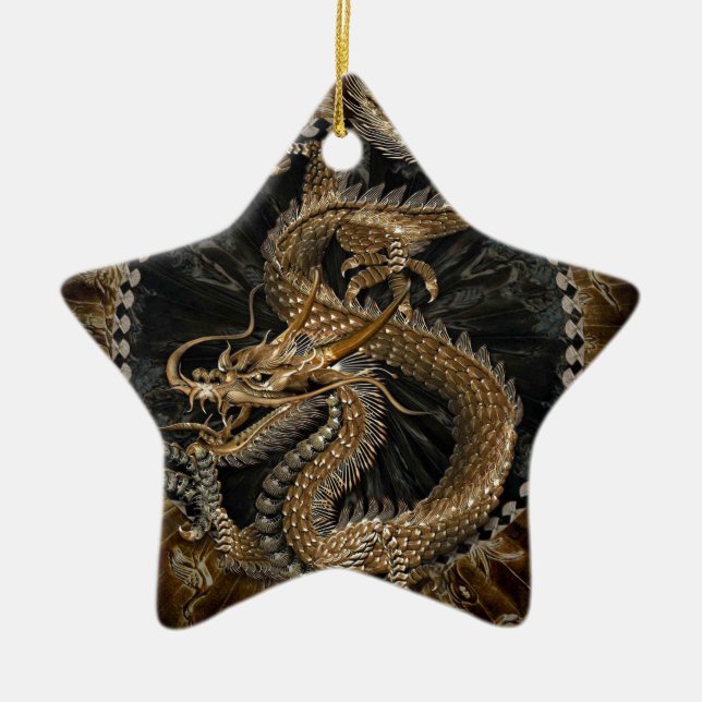 Dragon Pentagram Keramik Ornament (Vorne)