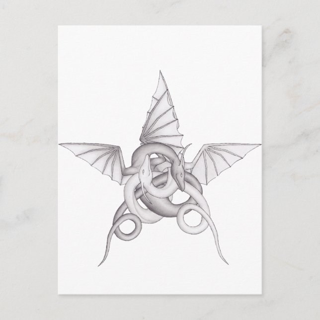 Dragon Pentagram Postkarte (Vorderseite)