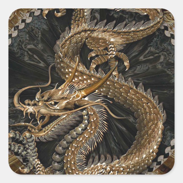 Dragon Pentagram Quadratischer Aufkleber (Vorderseite)