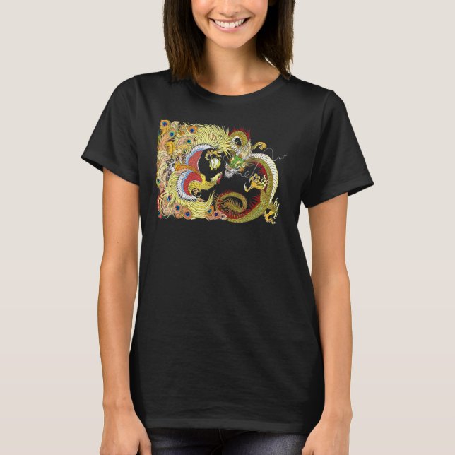 Dragon Phoenix aus der Asiengeschichte mit Perlmut T-Shirt (Vorderseite)
