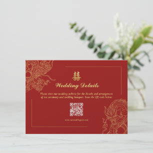 Dragon Phoenix Chinese Wedding Details QR Code Begleitkarte