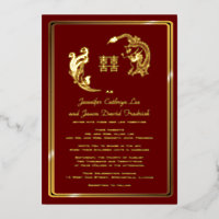 Dragon Phoenix Double Happiness Wedding Gold