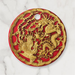 Dragon Phoenix Red Gold Chinesische Hochzeit Geschenkanhänger