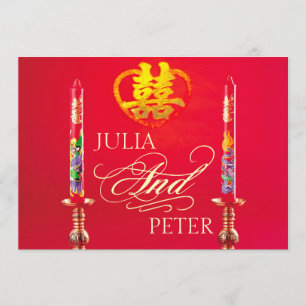 Dragon-Phoenix Rote Kerzen Chinesische Hochzeiten  Einladung