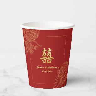 Dragon Phoenix Traditionelles Rotes Chinesisches H Pappbecher