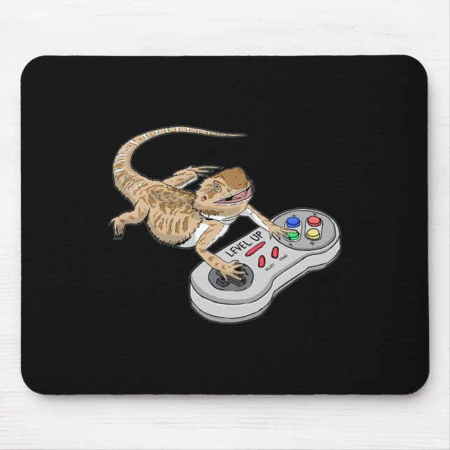 Dragon Playing Video Game Reptiles Pagona Gamer Mousepad (Vorne)