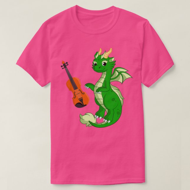 Dragon Playing Violine Funny Good Dragon Violin Lo T-Shirt (Design vorne)