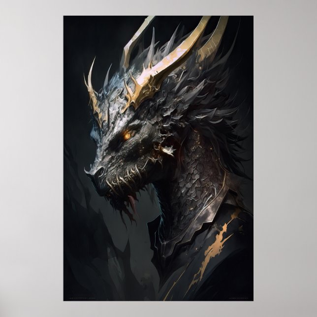 Dragon Portrait Animal Nature Wildlife Painting Poster (Vorne)