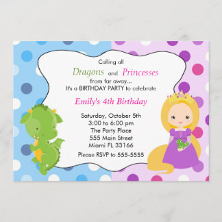 Dragon Princess Invitation Girl Birthday Party Einladung