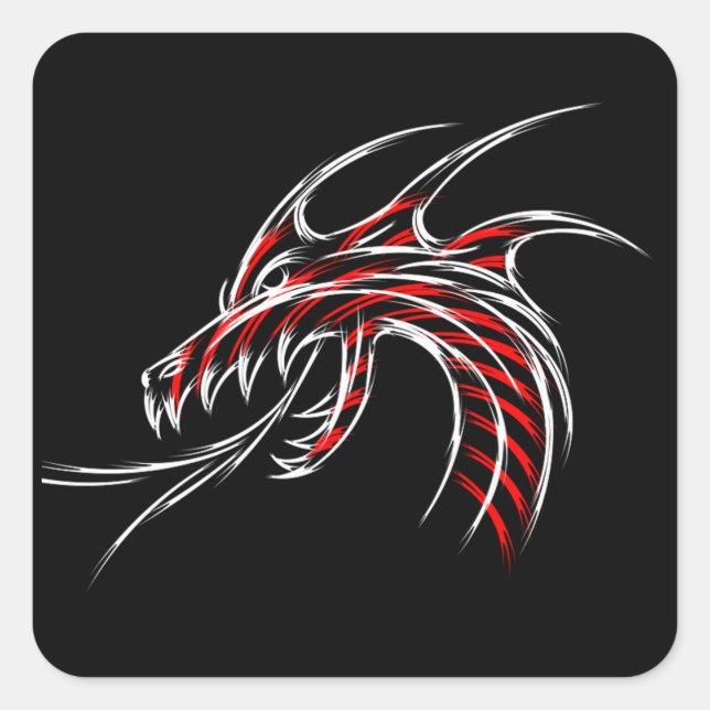 Dragon Quadratischer Aufkleber (Vorderseite)