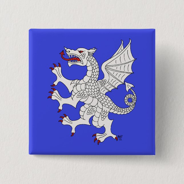 Dragon Rampant Argent Button (Vorderseite)