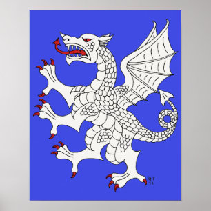 Dragon Rampant Argent Poster