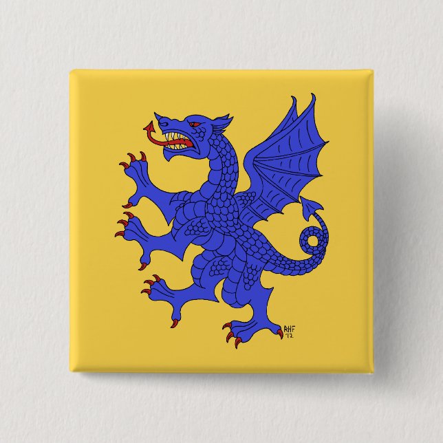 Dragon Rampant Azure Button (Vorderseite)