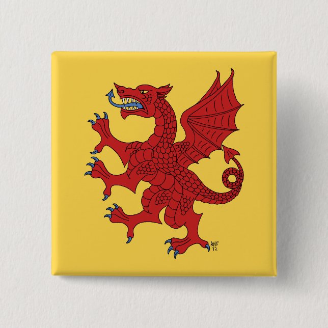 Dragon Rampant Gules Button (Vorderseite)