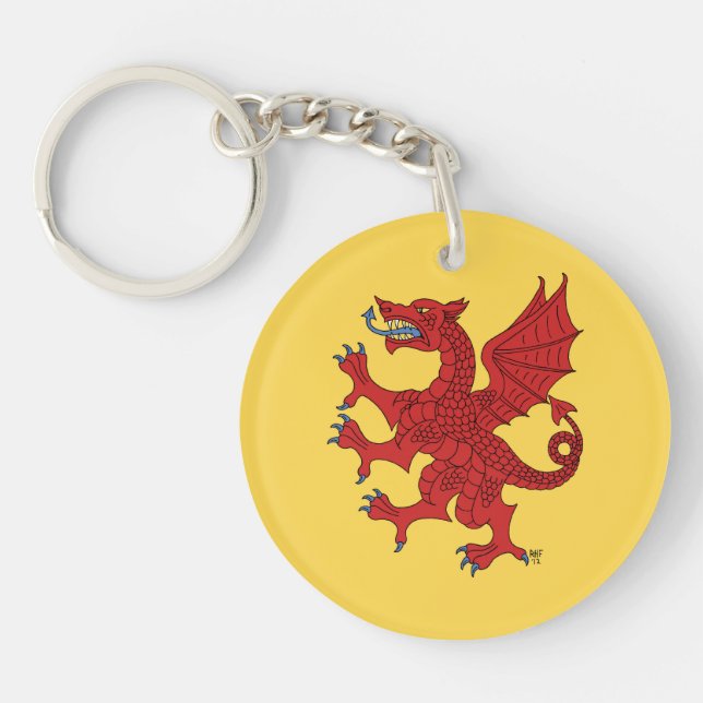 Dragon Rampant Gules Schlüsselanhänger (Vorderseite)
