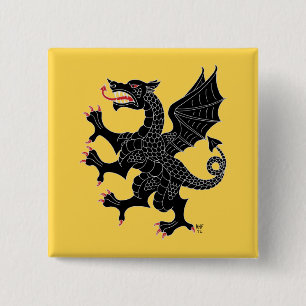 Dragon Rampant Sable Button