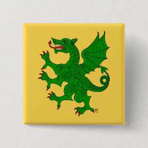 Dragon Rampant Vert Button