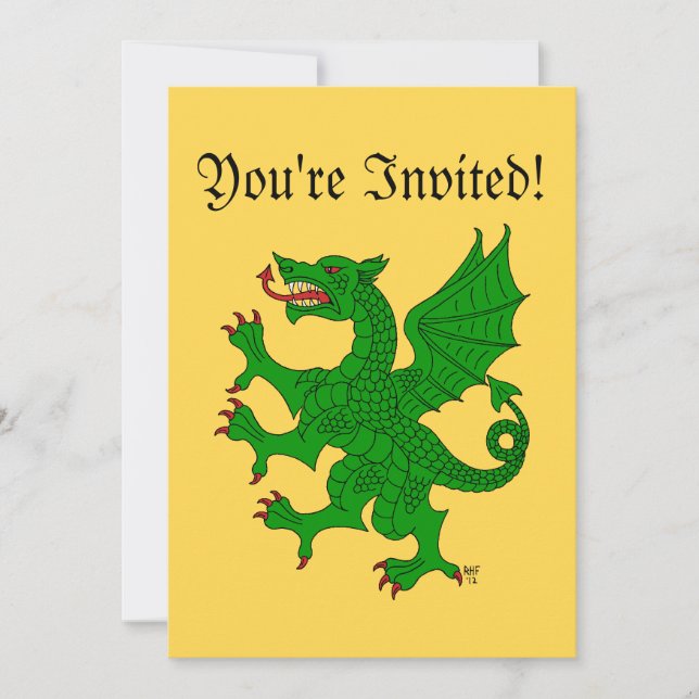 Dragon Rampant Vert Einladung (Vorderseite)