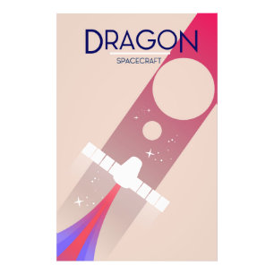 Dragon Raumsonde Vintager Stil Weltraumkunst Fotodruck