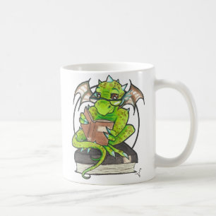 Dragon Reading Fantasy Art Illustration Kaffee Cup Tasse