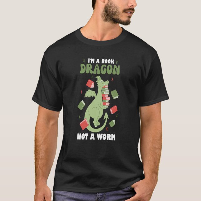 Dragon Reads Books Book worm Book Dragon T-Shirt (Vorderseite)