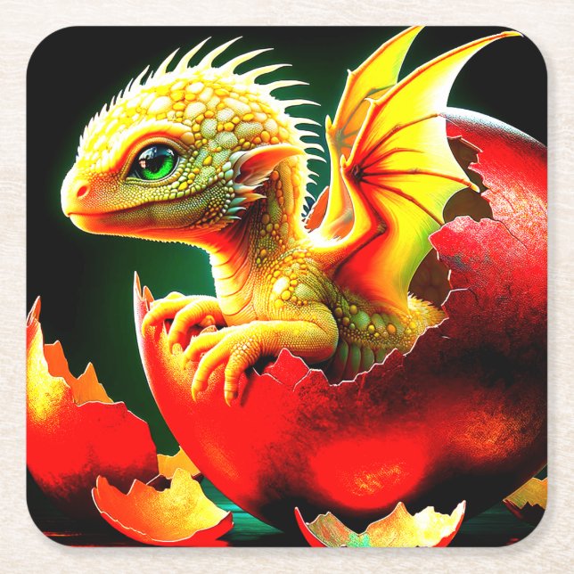 Dragon Rechteckiger Pappuntersetzer (Vorderseite)