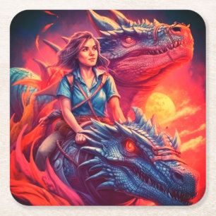 Dragon Rechteckiger Pappuntersetzer